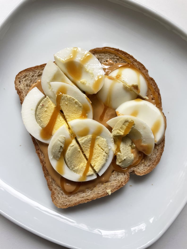 egg and peanut butter toast recipe from Poosh
