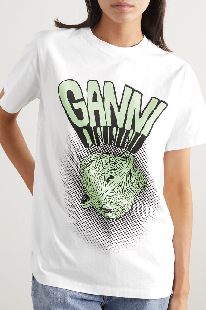 Ganni White Printed Tee