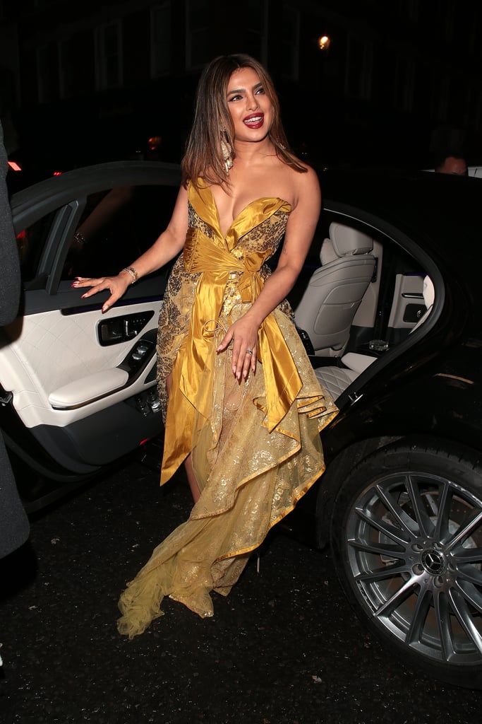 Priyanka Chopra's Gold Sequinned Dress in London
