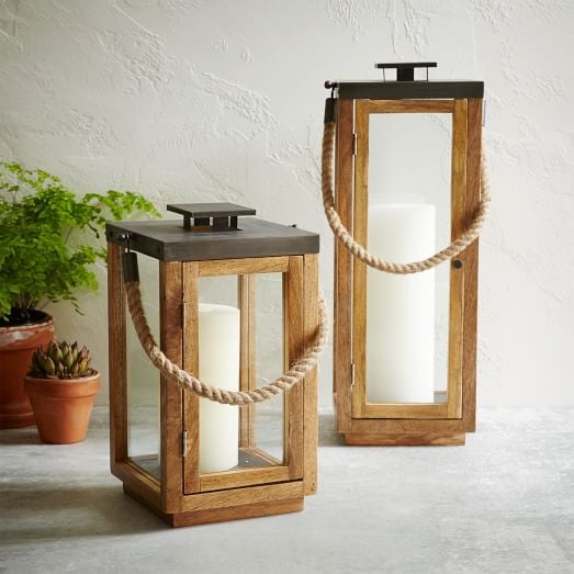West Elm Wood and Rope Lanters