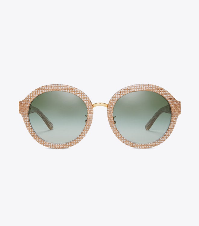 Tory Burch Raffia Round Sunglasses