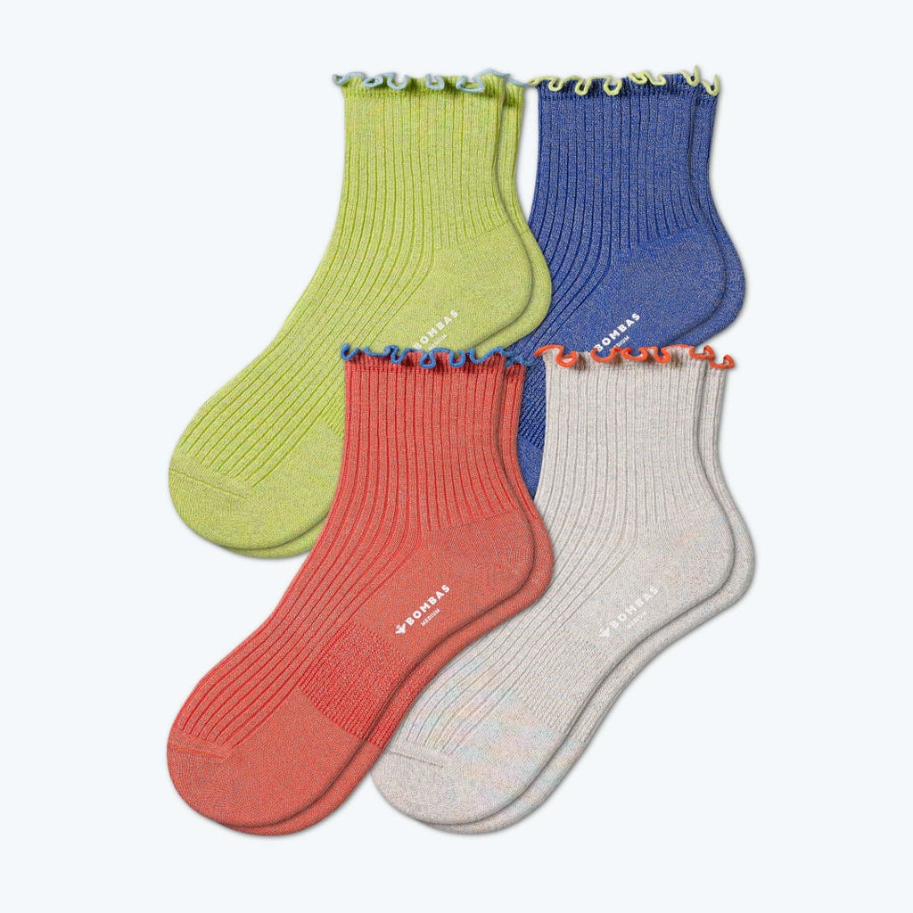 Bombas Frill Out Ribbed Quarter Sock 4-Pack