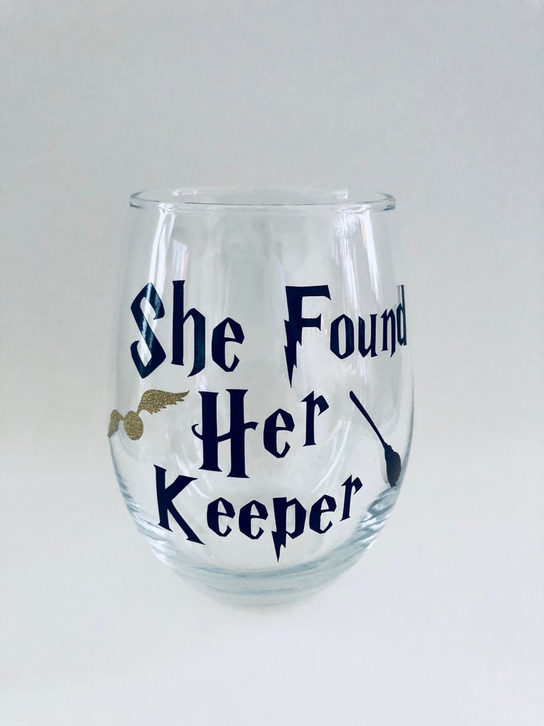 She Found Her Keeper Stemless Wine Glass