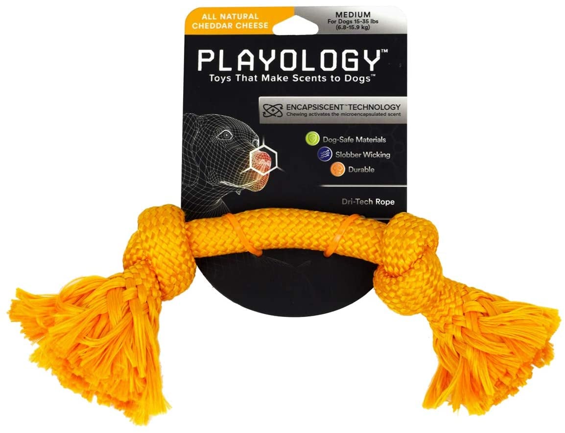 Playology Dri-Tech Peanut Butter Rope Dog Toy, Medium