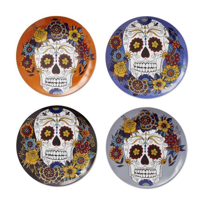 Halloween Day of the Dead Mixed Salad Plate Set of 4 (50) Williams