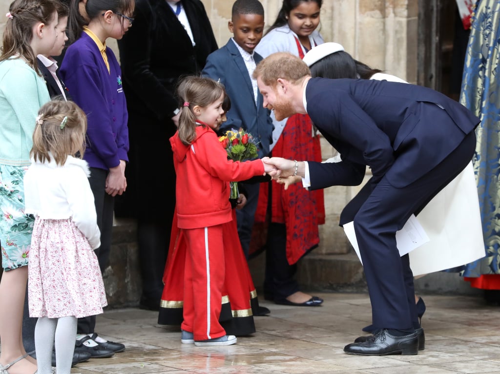 Harry Shook a Little Girl's Hand After the Commonwealth Day Service