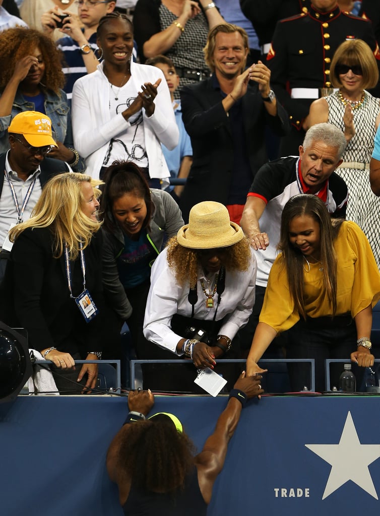 Because at a tennis match, she can let loose!