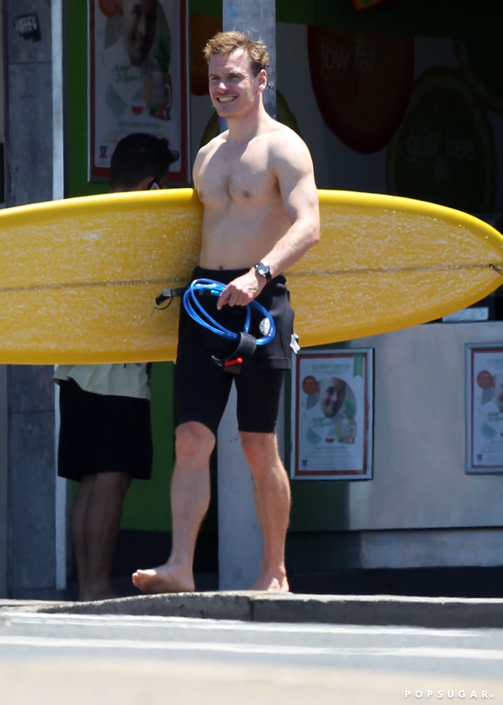 Michael Fassbender went shirtless at the world-famous Bondi Beach in Sydney, Australia.
