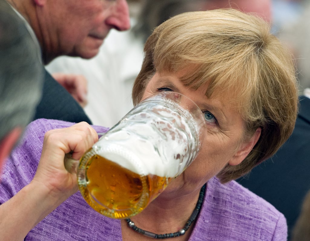 German Chancellor Angela Merkel attended the annual "political morning pint" event in 2012.