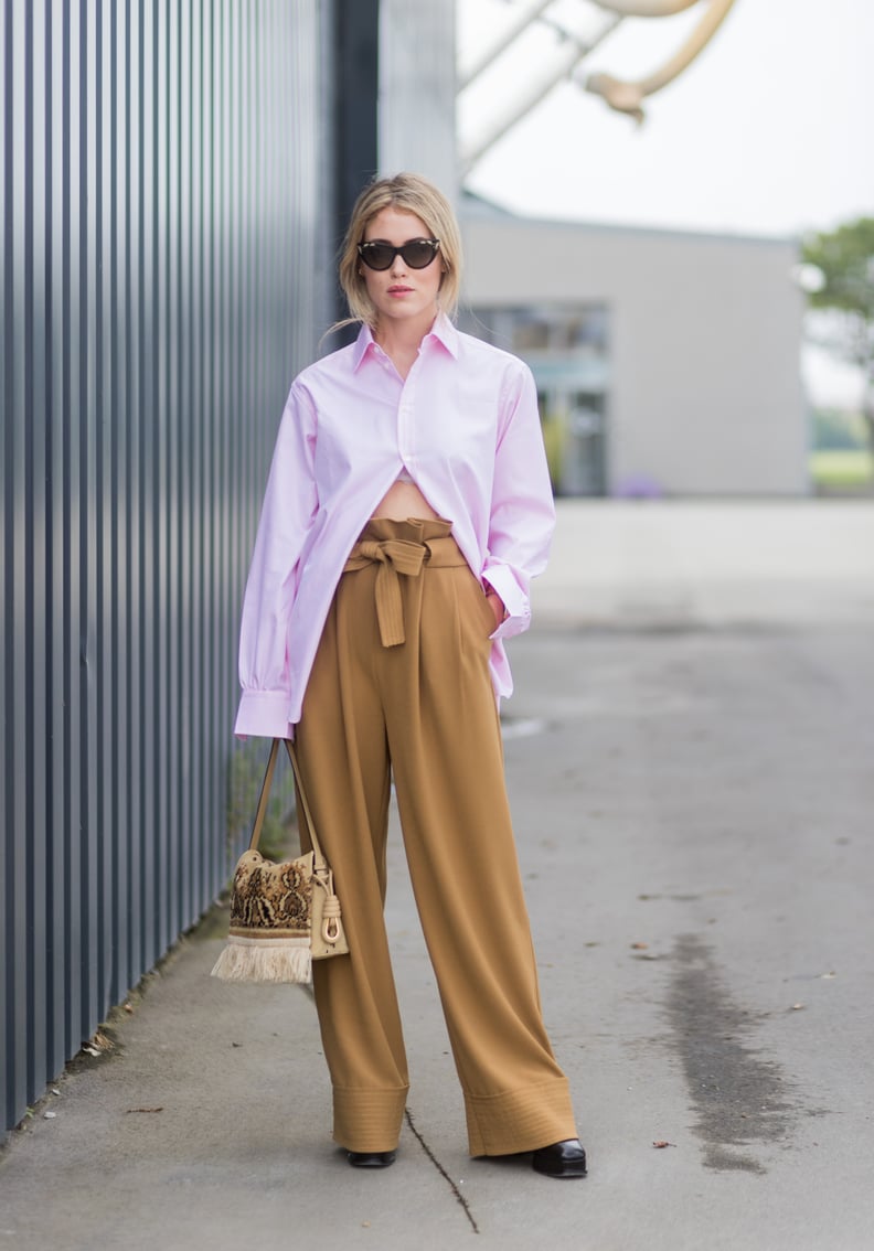 Unbutton Your Blouse to Show Off the Details on Your High-Waisted Pants