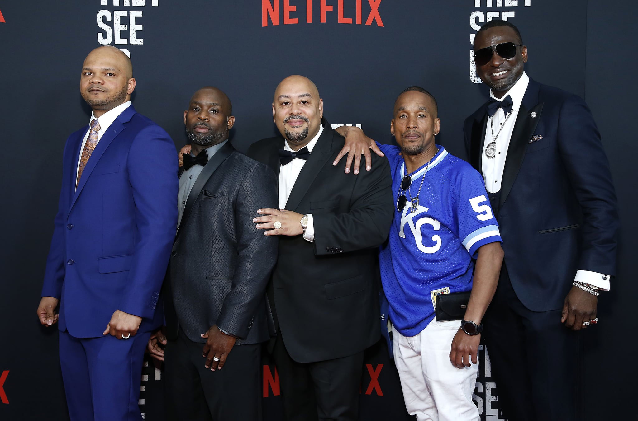 NEW YORK, NEW YORK - MAY 20: (L-R) Kevin Richardson, Antron McCray, Raymond Santana, Korey Wise, and Yusef Salaam attend 