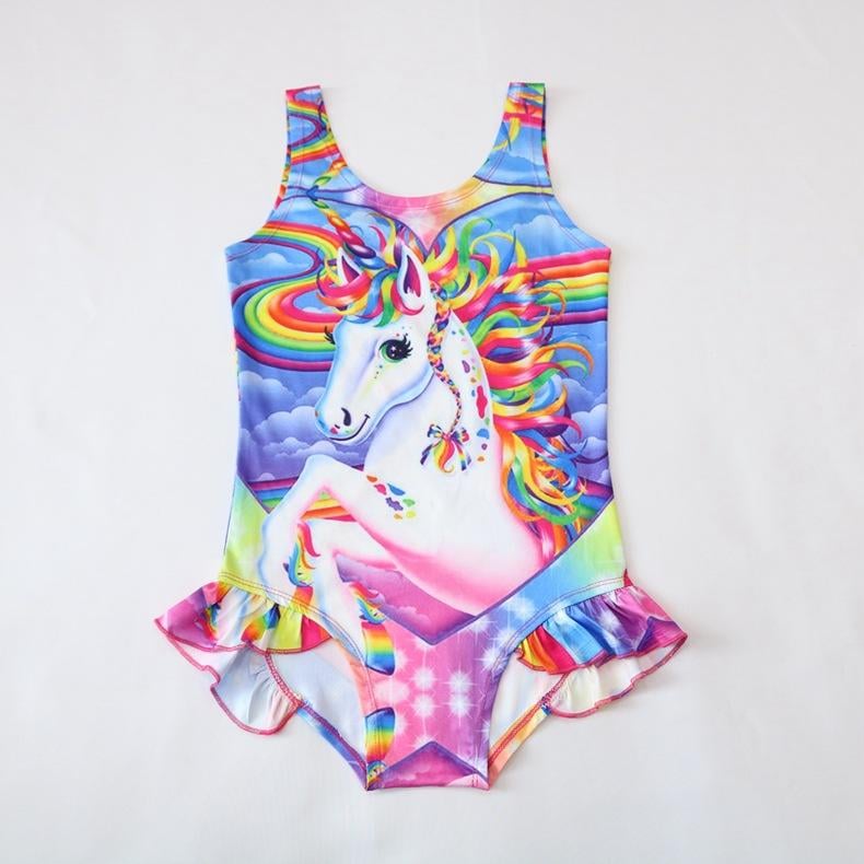 Girls One-Piece Lisa Frank Rainbow Unicorn Swimsuit