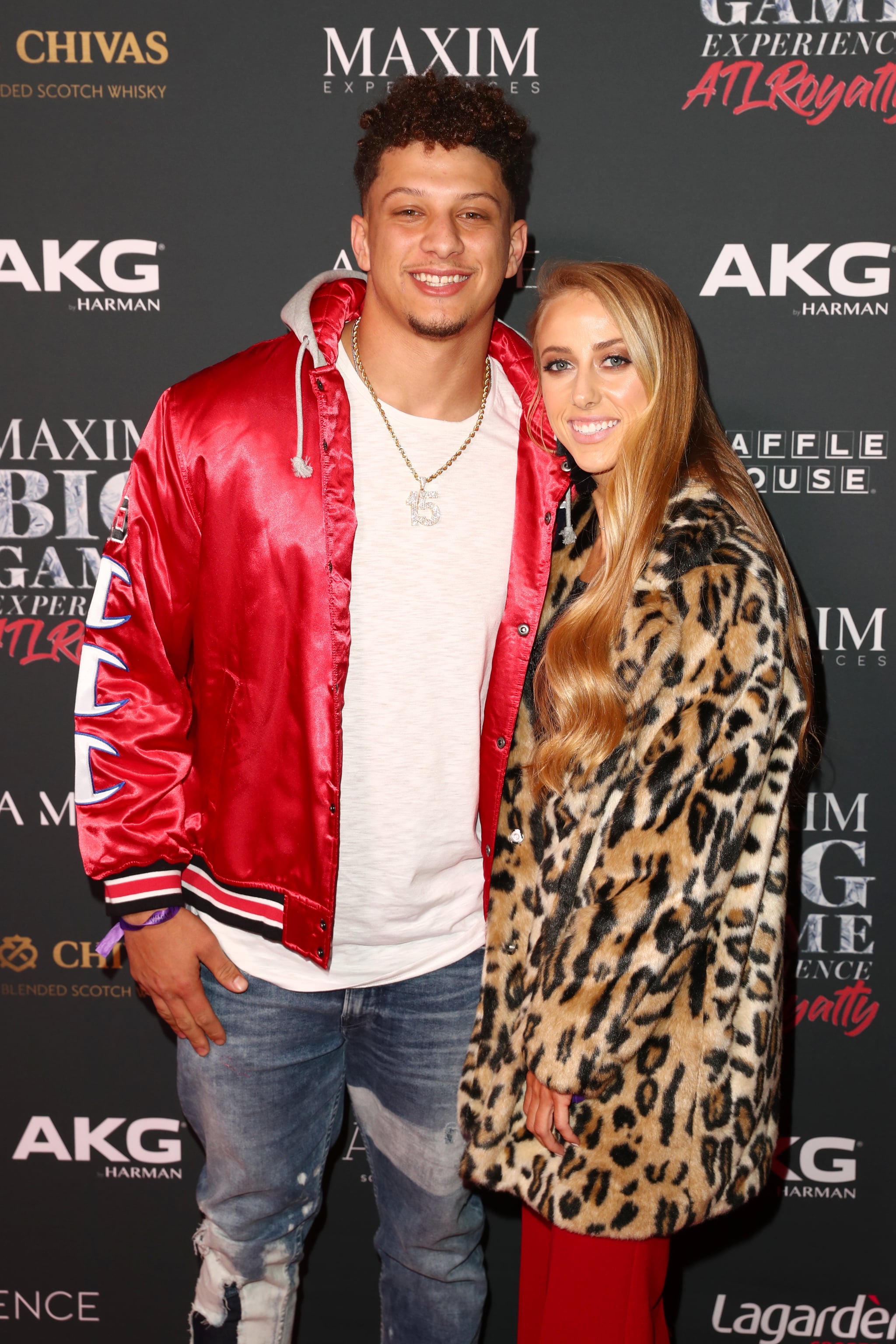 ATLANTA, GEORGIA - FEBRUARY 02: Patrick Mahomes II (L) and Brittany Matthews attend The Maxim Big Game Experience at The Fairmont on February 02, 2019 in Atlanta, Georgia. (Photo by Joe Scarnici/Getty Images for Maxim)