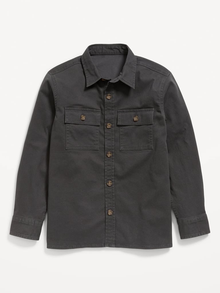 Boys Long-Sleeve Utility Pocket Twill Shirt