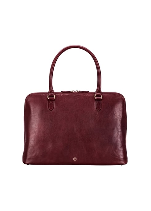 Maxwell Scott Wine Leather Work Handbag