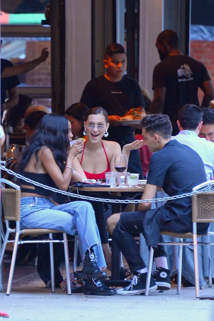 Bella Hadid's Black Mesh Sandals