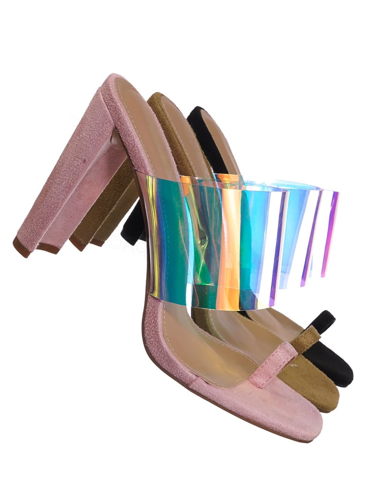 Glaze Clear Iridescent Block Heel Sandal