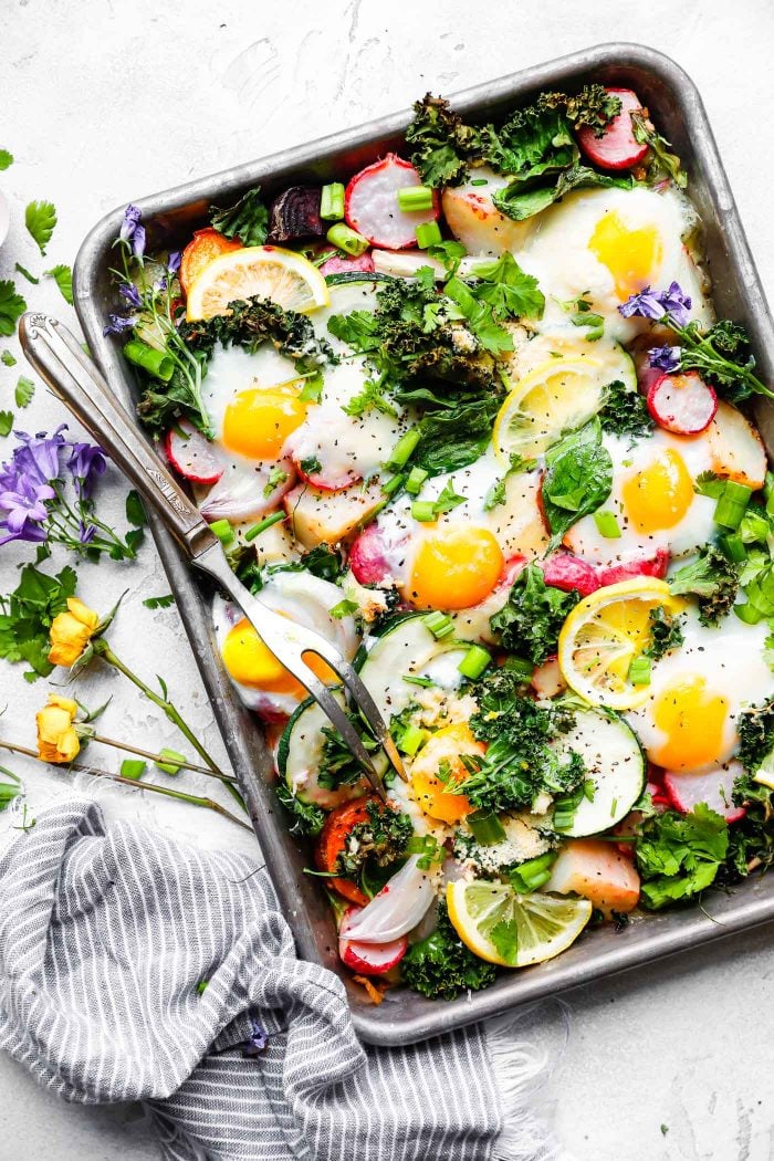 Baked Eggs With Roasted Spring Vegetables