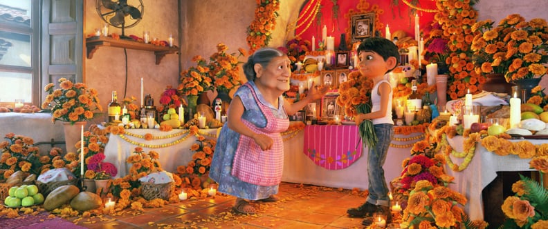 COCO, from left: Abuelita (Renee Victor), Miguel (voice: Anthony Gonzalez), 2017.  Walt Disney Studios Motion Pictures /Courtesy Everett Collection