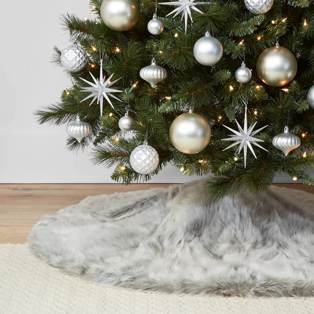 Gray Faux Fur Christmas Tree Skirt 