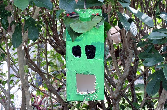 Minecraft Milk Container Bird Feeder