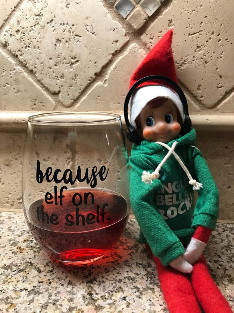 Funny Elf on the Shelf Wine Glasses POPSUGAR Family