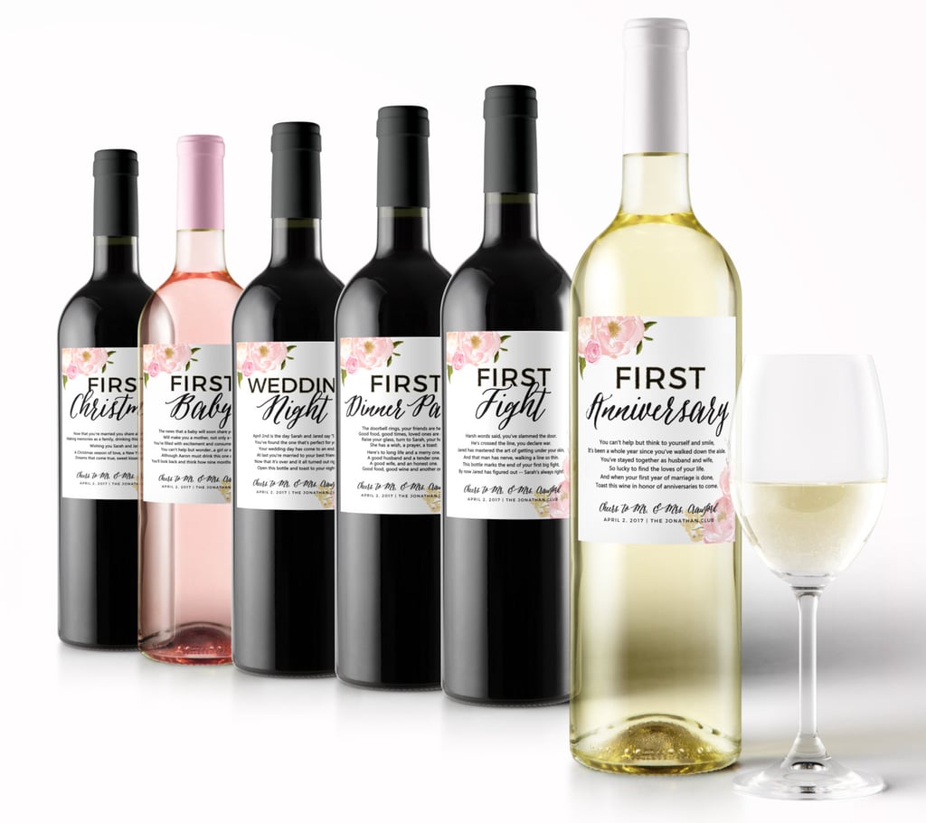 StudioBLabels Wedding Milestone Wine Labels — A Year of Firsts (starting at $19)