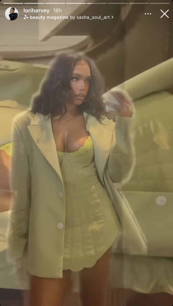 Lori Harvey Wearing a Green GCDS Dress and Blazer