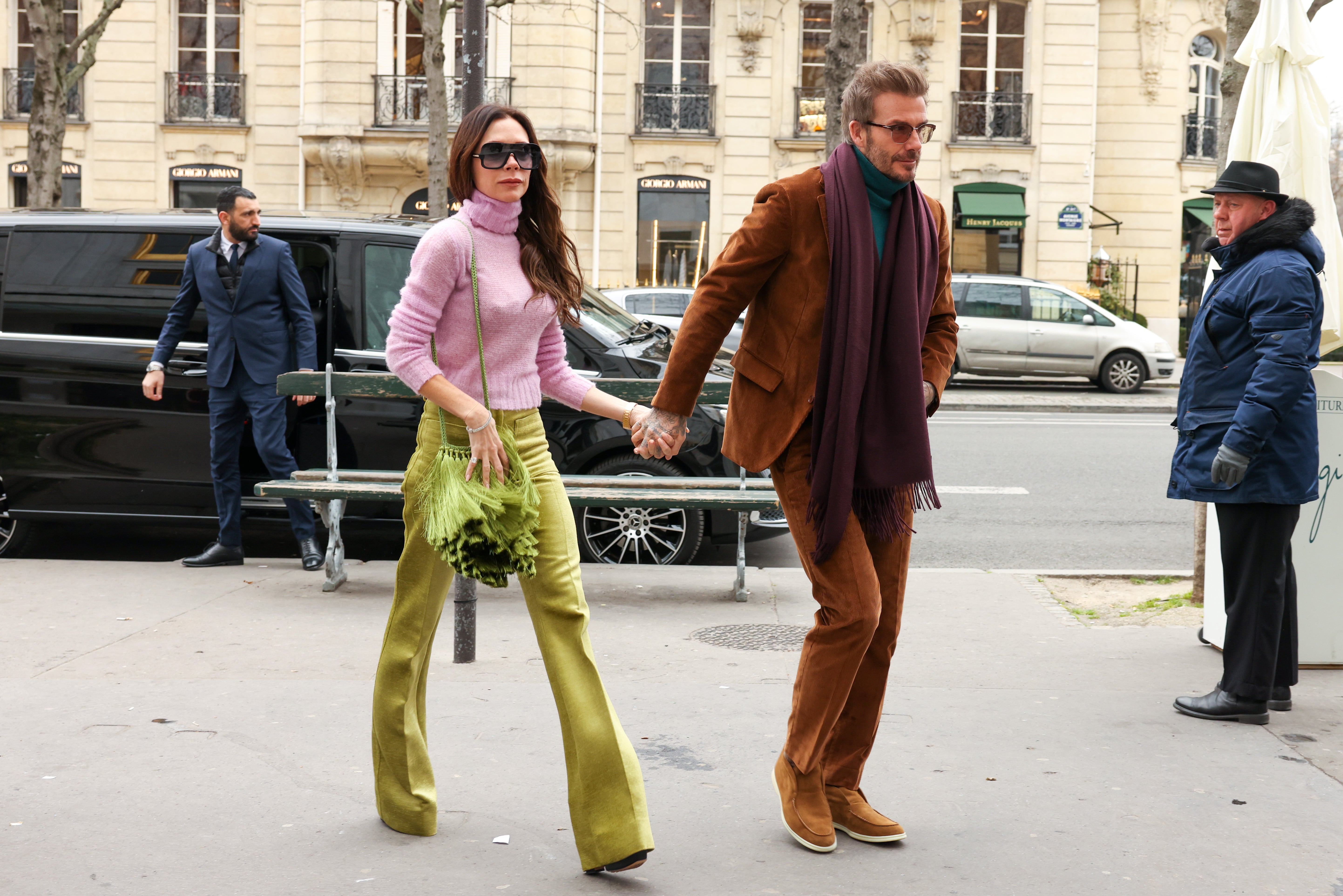 Victoria & David Beckham Share PDA During Paris Fashion Week