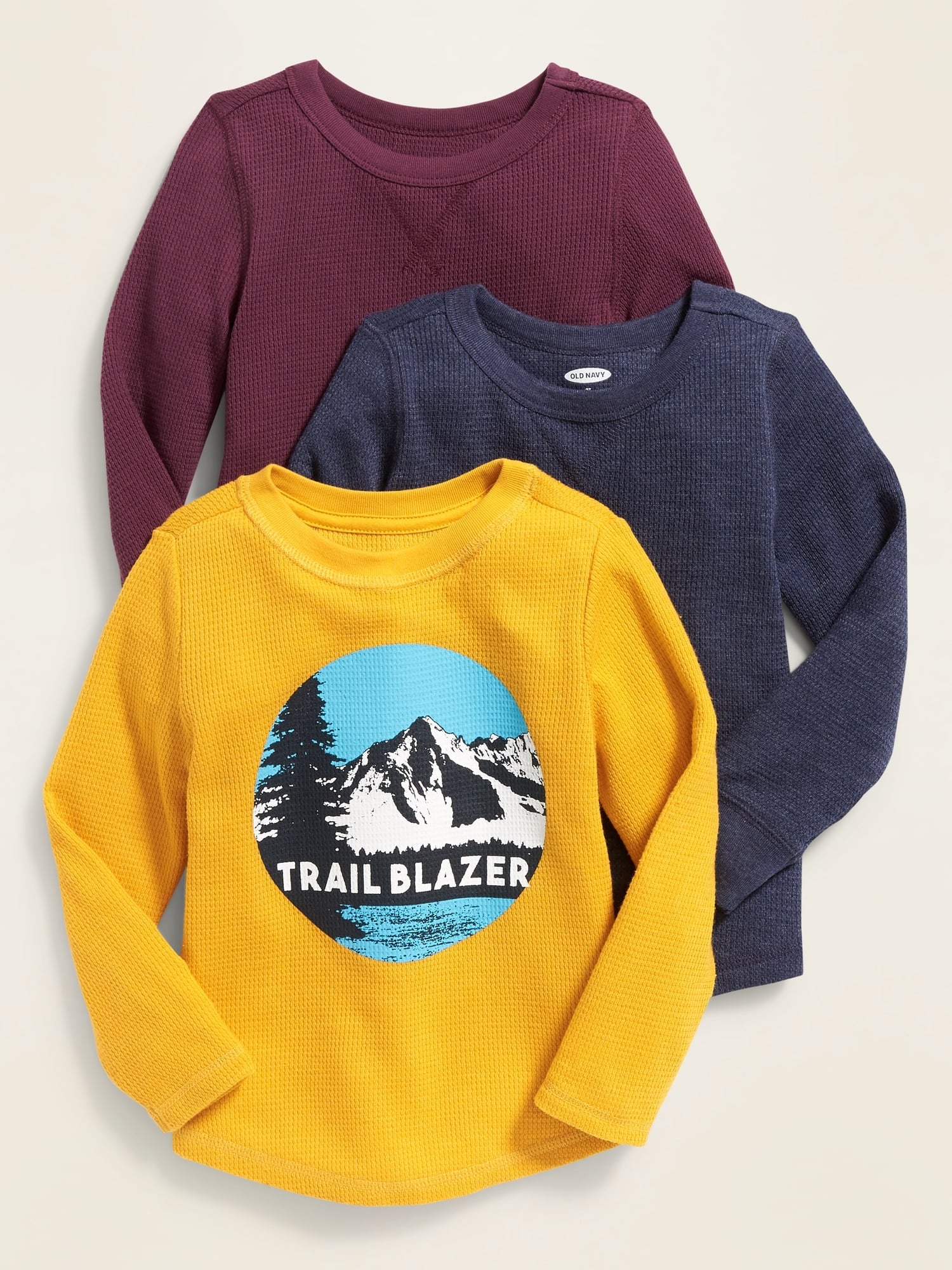 Old Navy Long Sleeve Thermal Knit Top 3 Pack For Toddler Boys