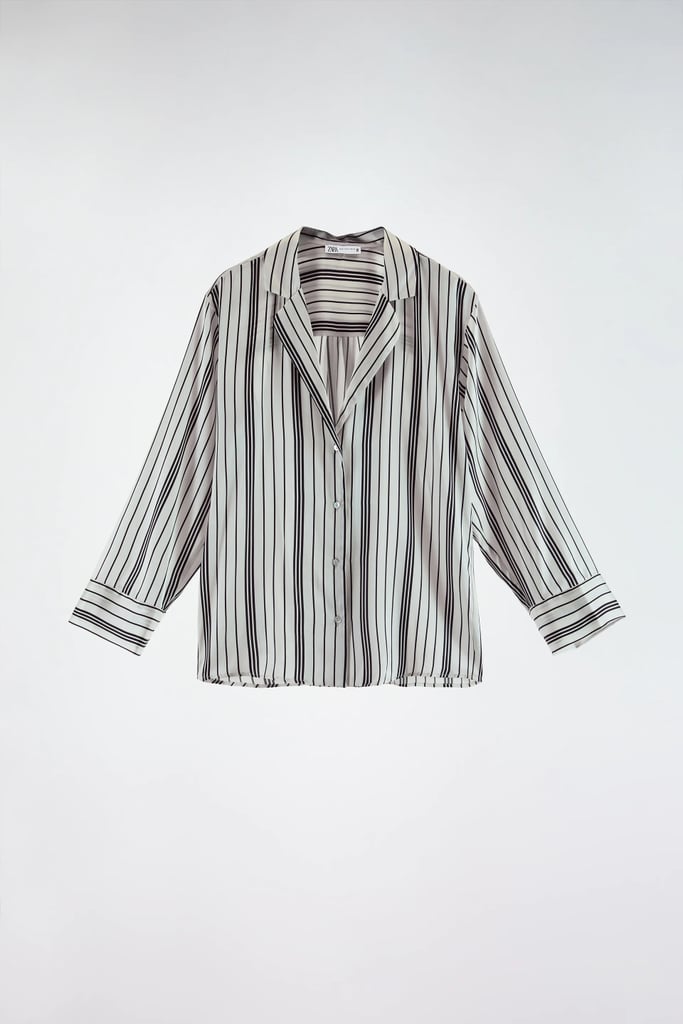 Zara Striped Silk Shirt | Sophie Turner Wears a Striped Top While Out 