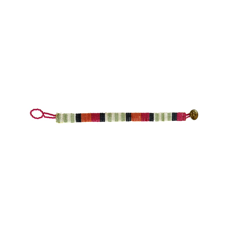 Hot Pink Stripe Beaded Friendship Bracelet