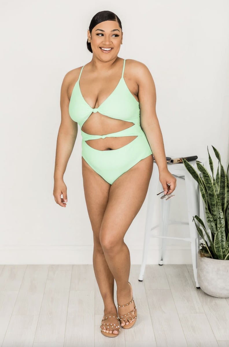 Pink Lily Life Goes On Green Cutout One-Piece Swimsuit