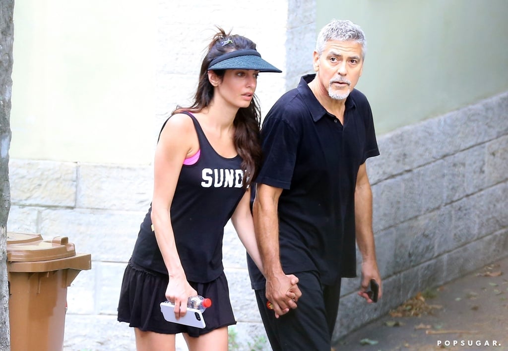 George and Amal Clooney Holding Hands After Tennis ...
