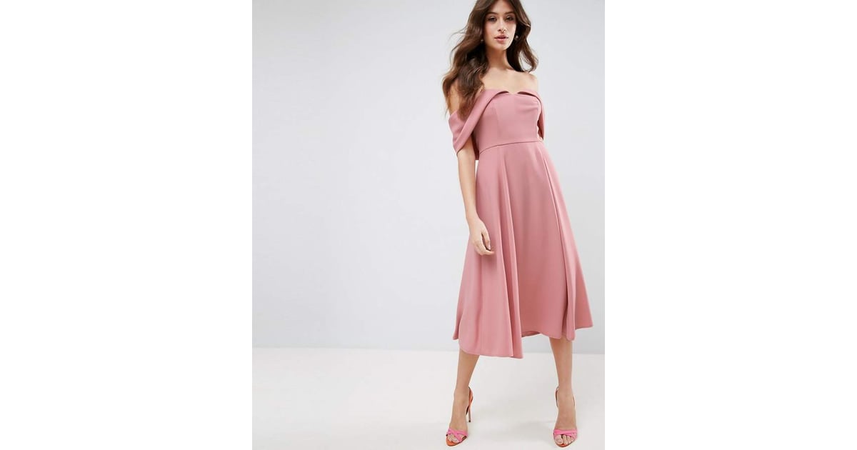 Bardot midi prom sales dress