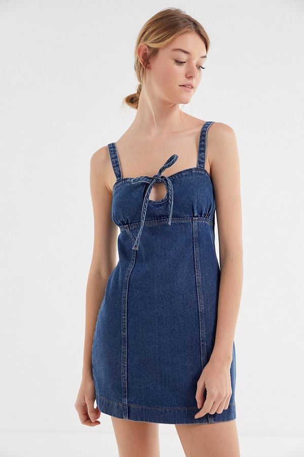 UO Kia Denim Keyhole Cutout Mini Dress