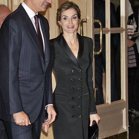 Queen Letizia Wearing a Black Tuxedo Jacket