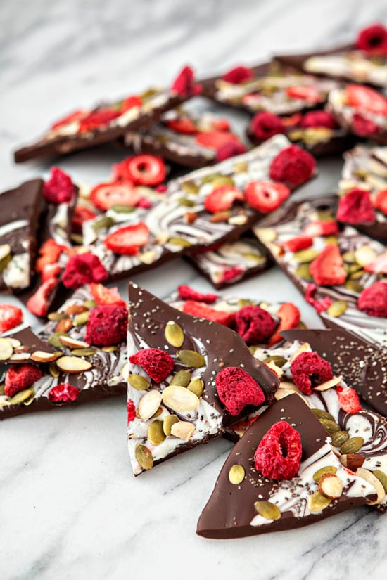 Bittersweet Chocolate Swirl Fruit and Nut Bark