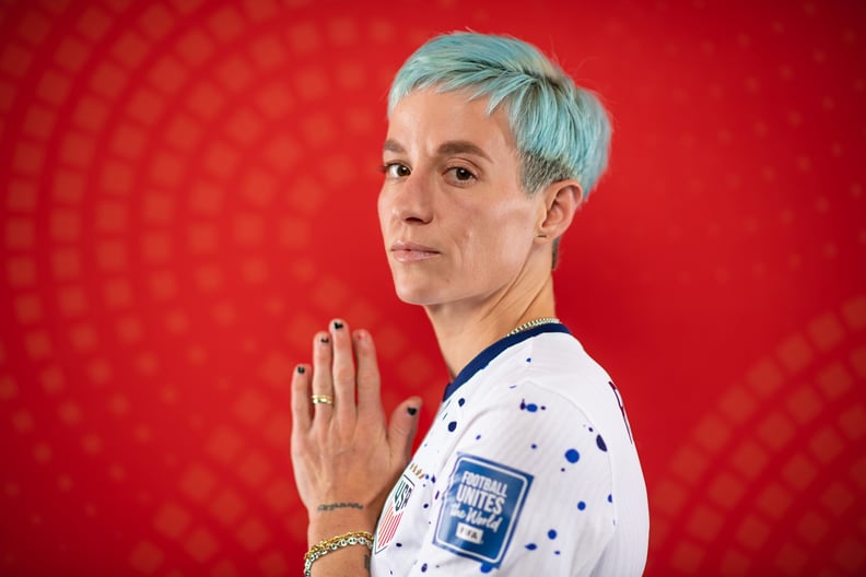 AUCKLAND, NEW ZEALAND - JULY 17: Megan Rapinoe of USA poses for a portrait during the official FIFA Women's World Cup Australia & New Zealand 2023 portrait session at  on July 17, 2023 in Auckland, New Zealand. (Photo by Hannah Peters - FIFA/FIFA via Gett