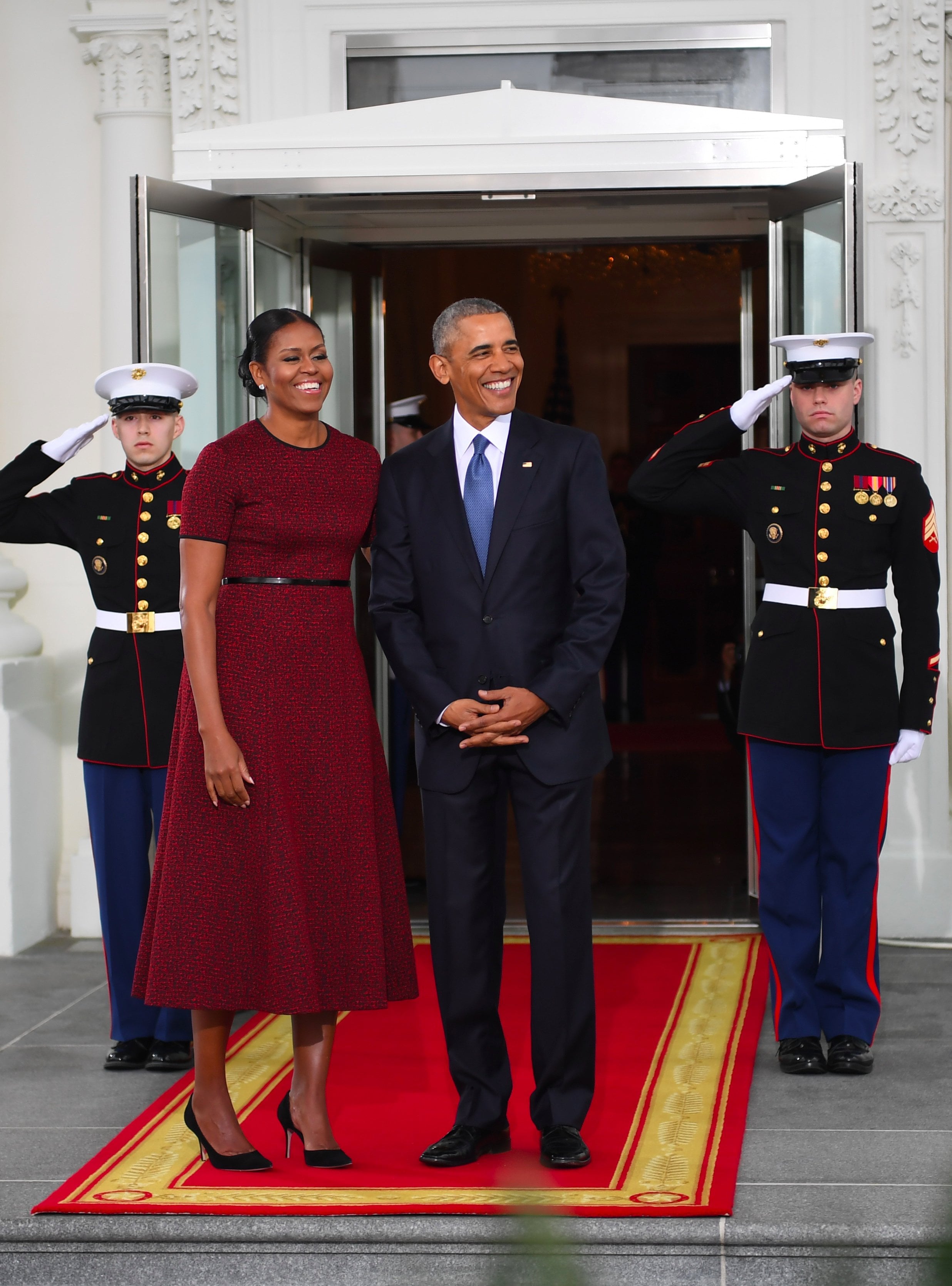 Michelle Obama Red Dress at Inauguration 2017 POPSUGAR Fashion