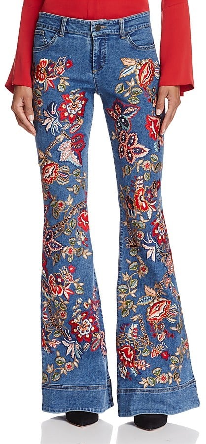 alice and olivia embroidered jeans