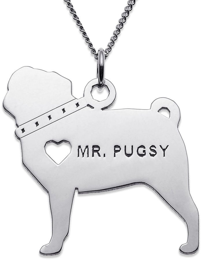 Personalized Pug Sterling Silver Pendant Necklace ($250)
