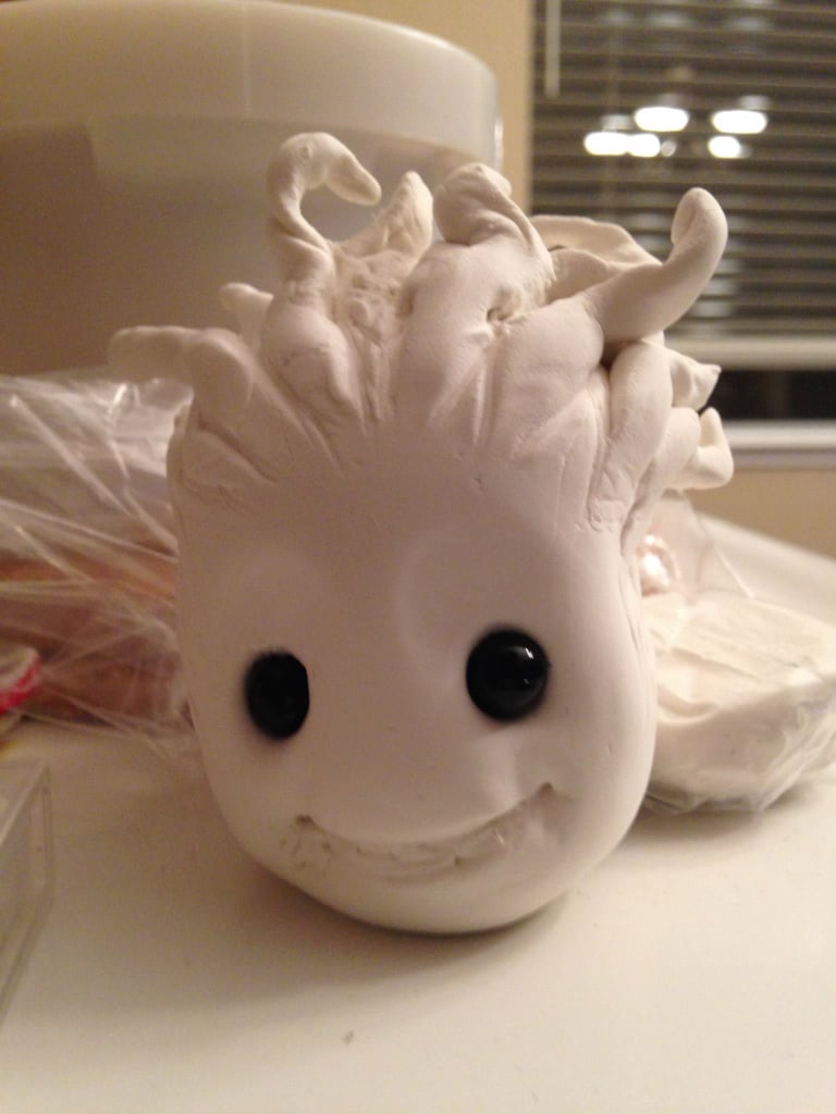 Patrick's fiancée sculpted Groot's head with Crayola Model Magic.