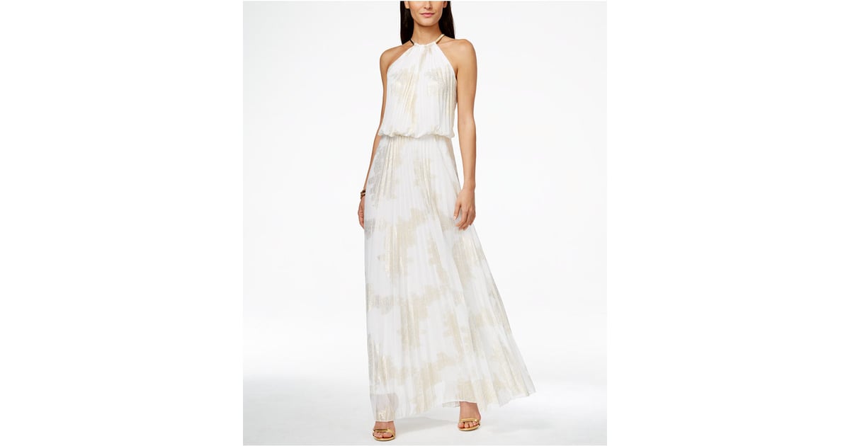 Msk metallic print blouson gown