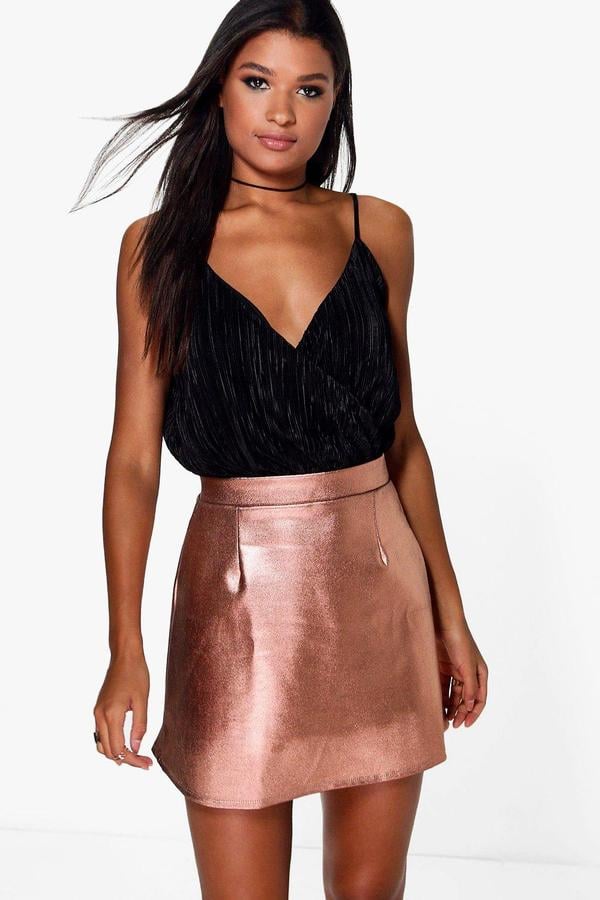 Boohoo Amala Metallic A-Line Mini Skirt