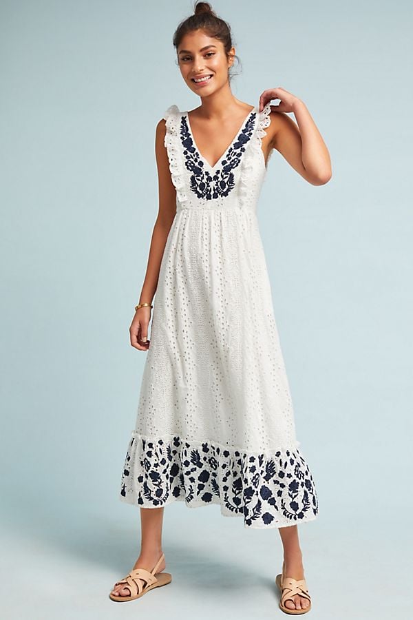 Allison New York Embroidered Eyelet Midi Dress