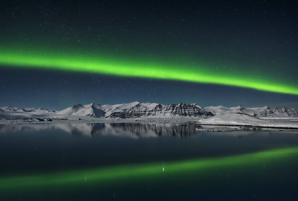 Northern Lights over Jokulsarlon, Iceland
