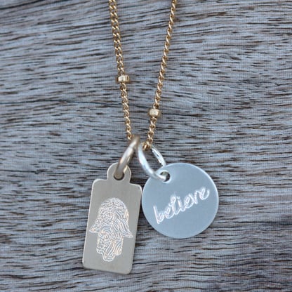 Erica Sara Hamsa & Believe Necklace