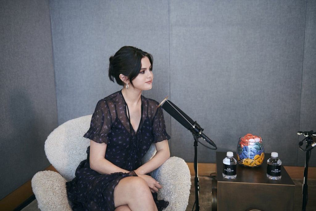 Selena Gomez's Black Floral Dress on Coach Podcast 2019