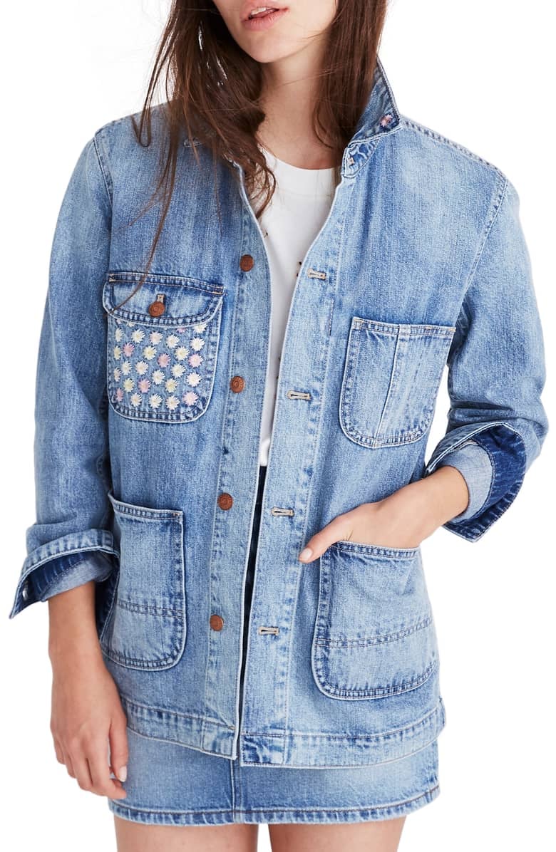 Madewell Embroidered Denim Chore Coat 
